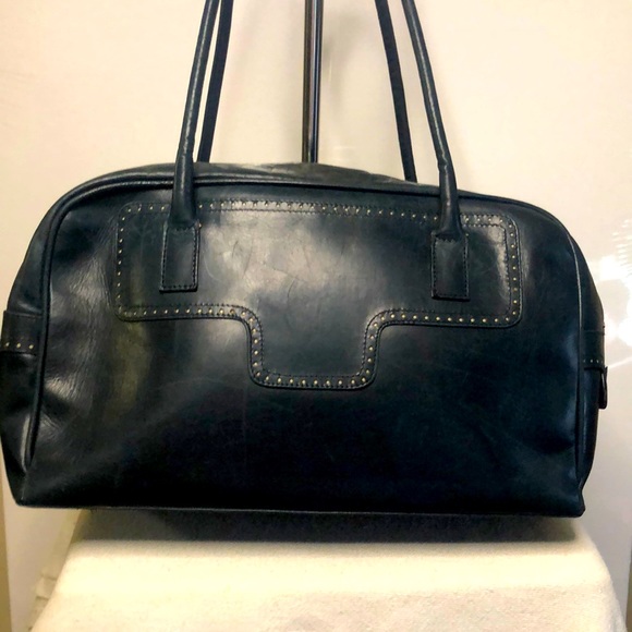 STUART WEITZMAN dark emerald green soft leather shoulder handbag. - Picture 1 of 16